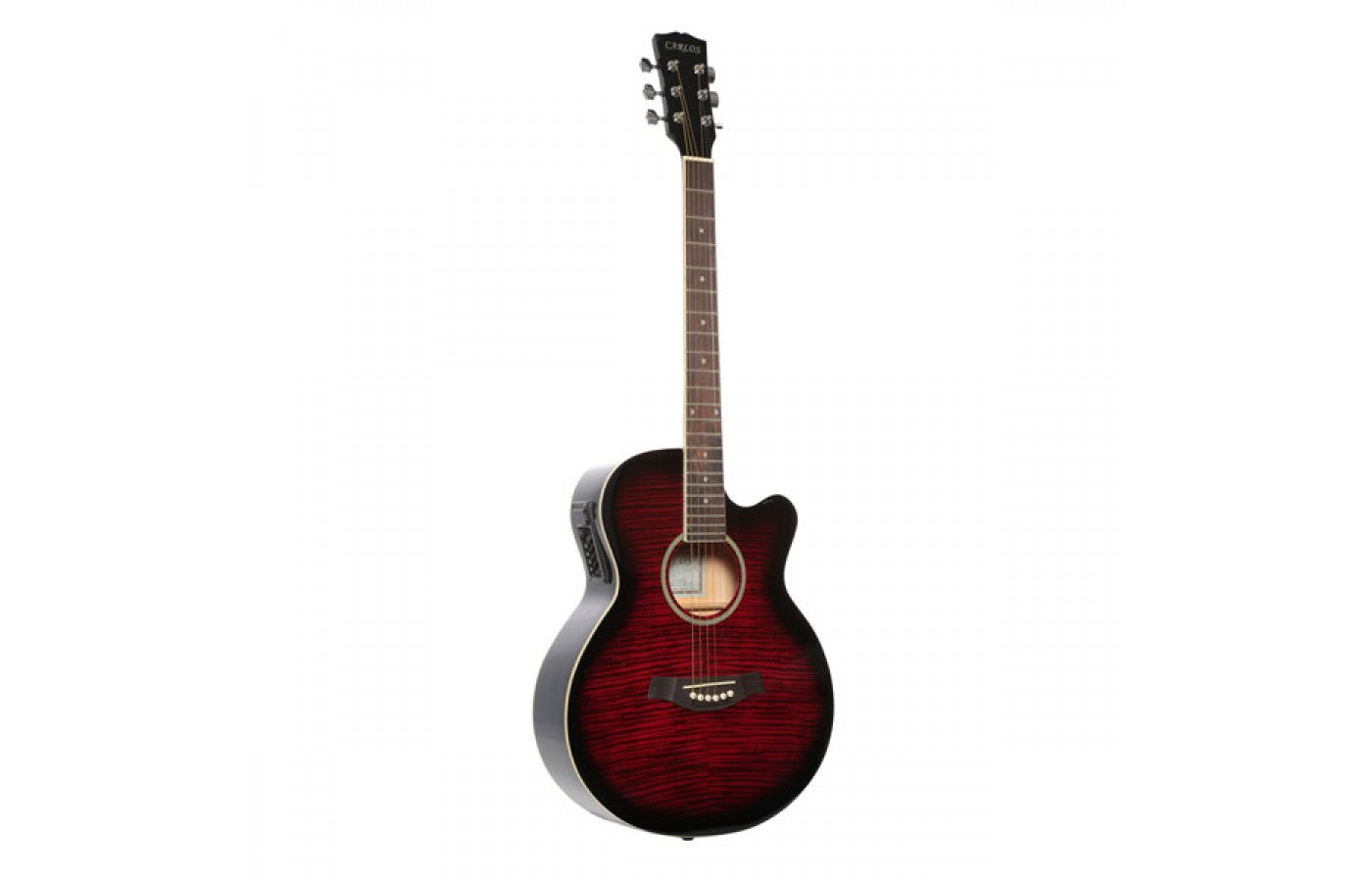 Carlos F511EQ-RDS Semi-Acoustic Guitar Shaded Red - Include Free Soft Case