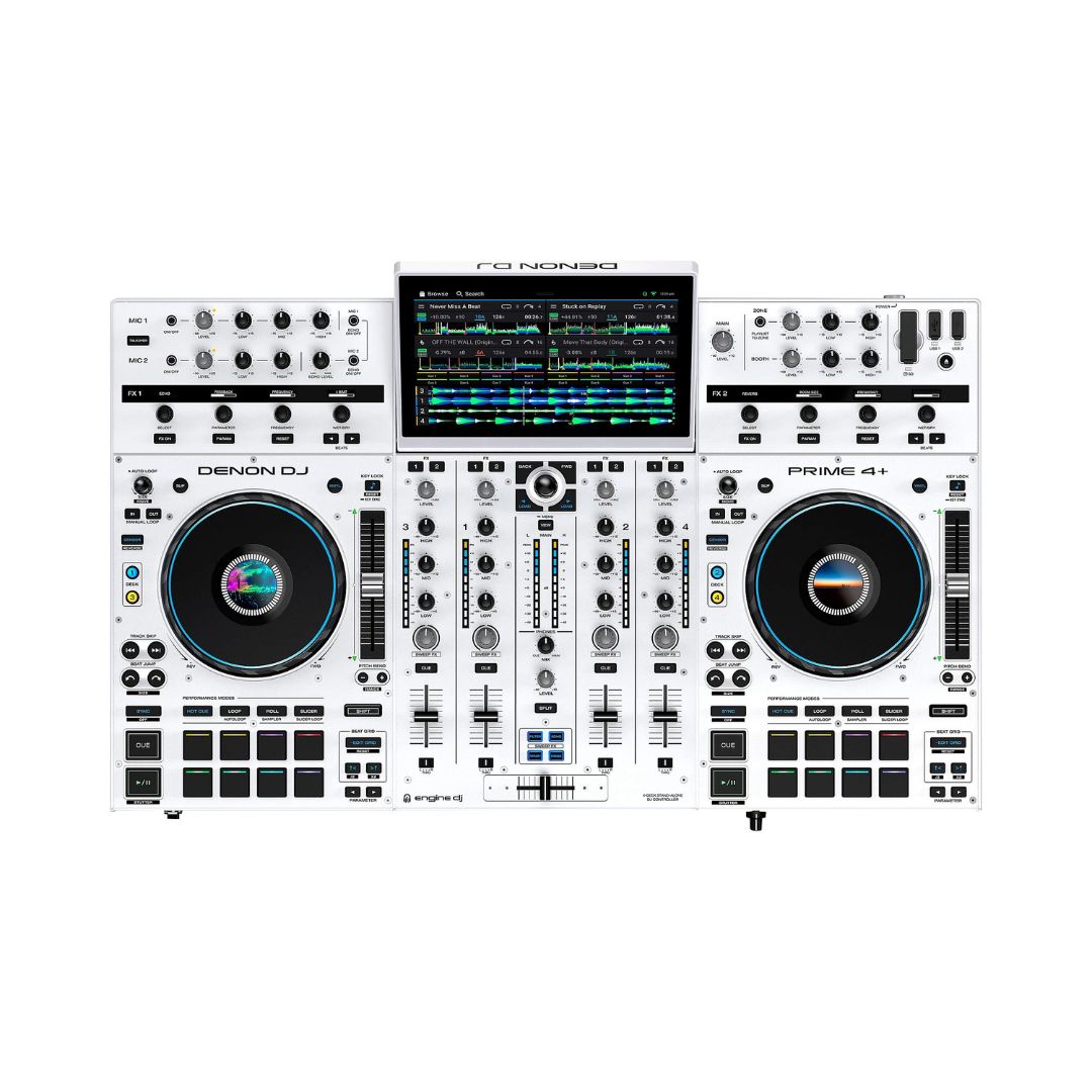 Denon DJ Prime 4+ Standalone 4-Deck DJ Controller (White) DJ