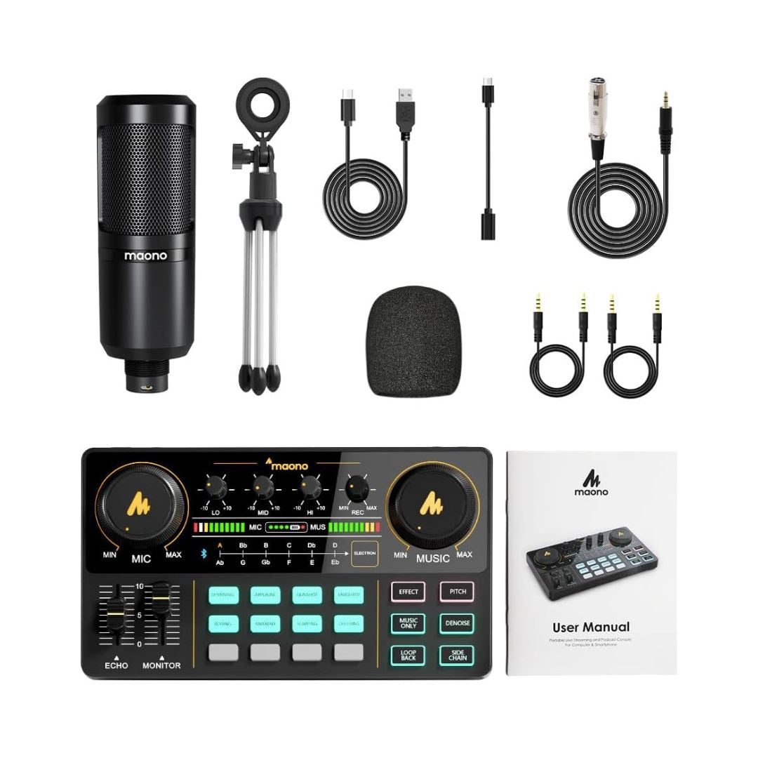 Maono AU-AM200 S1 Starter All-In-One Podcasting Bundle – Black