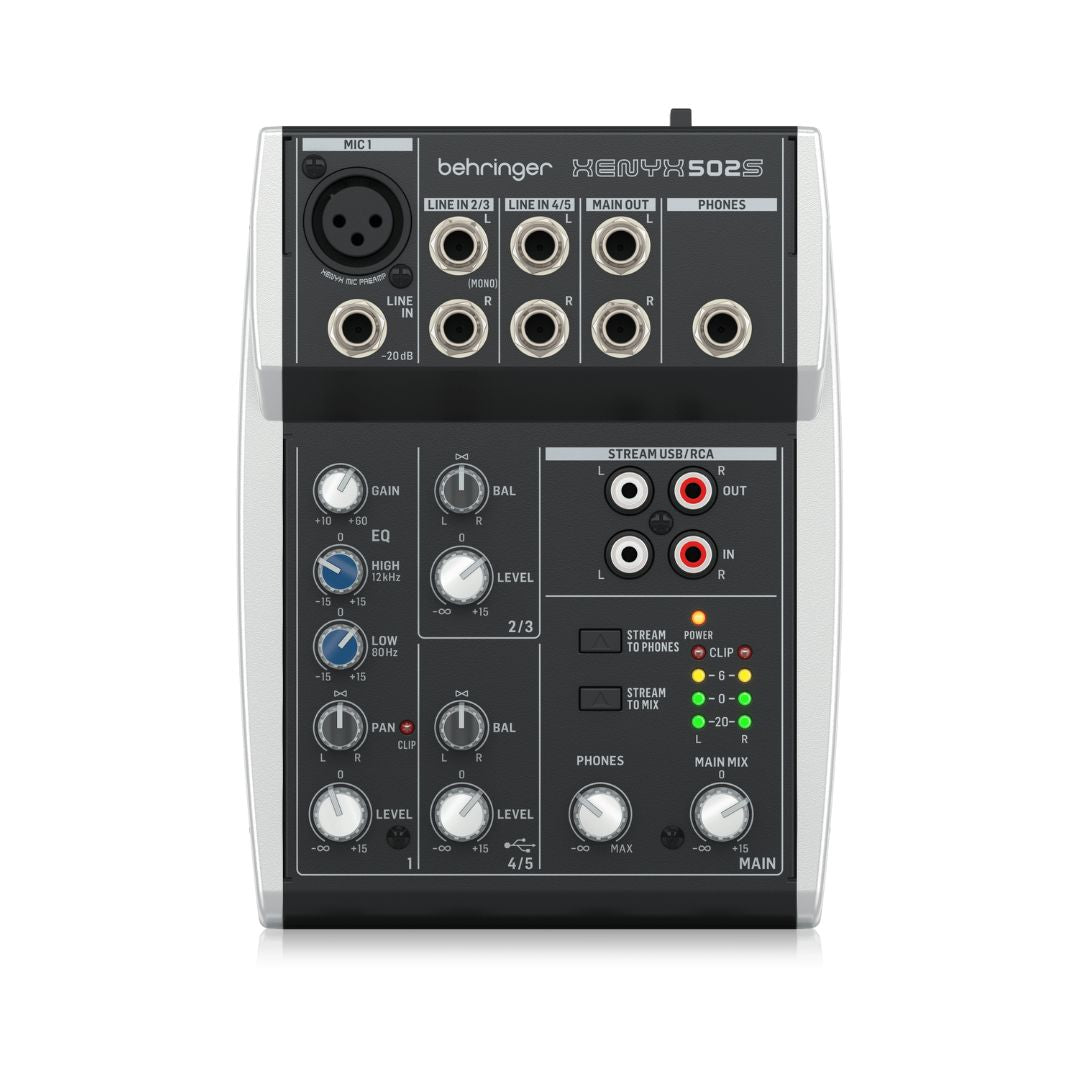 Behringer XENYX 502S Premium Analog 5-Input Mixer with USB Streaming Interface