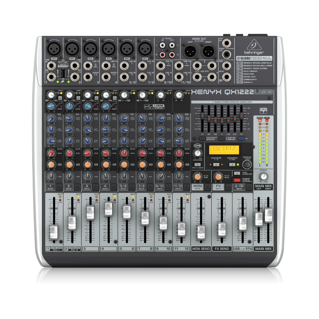 Behringer XENYX QX1222USB Analog Mixer with Wireless Option and USB/Audio Interface