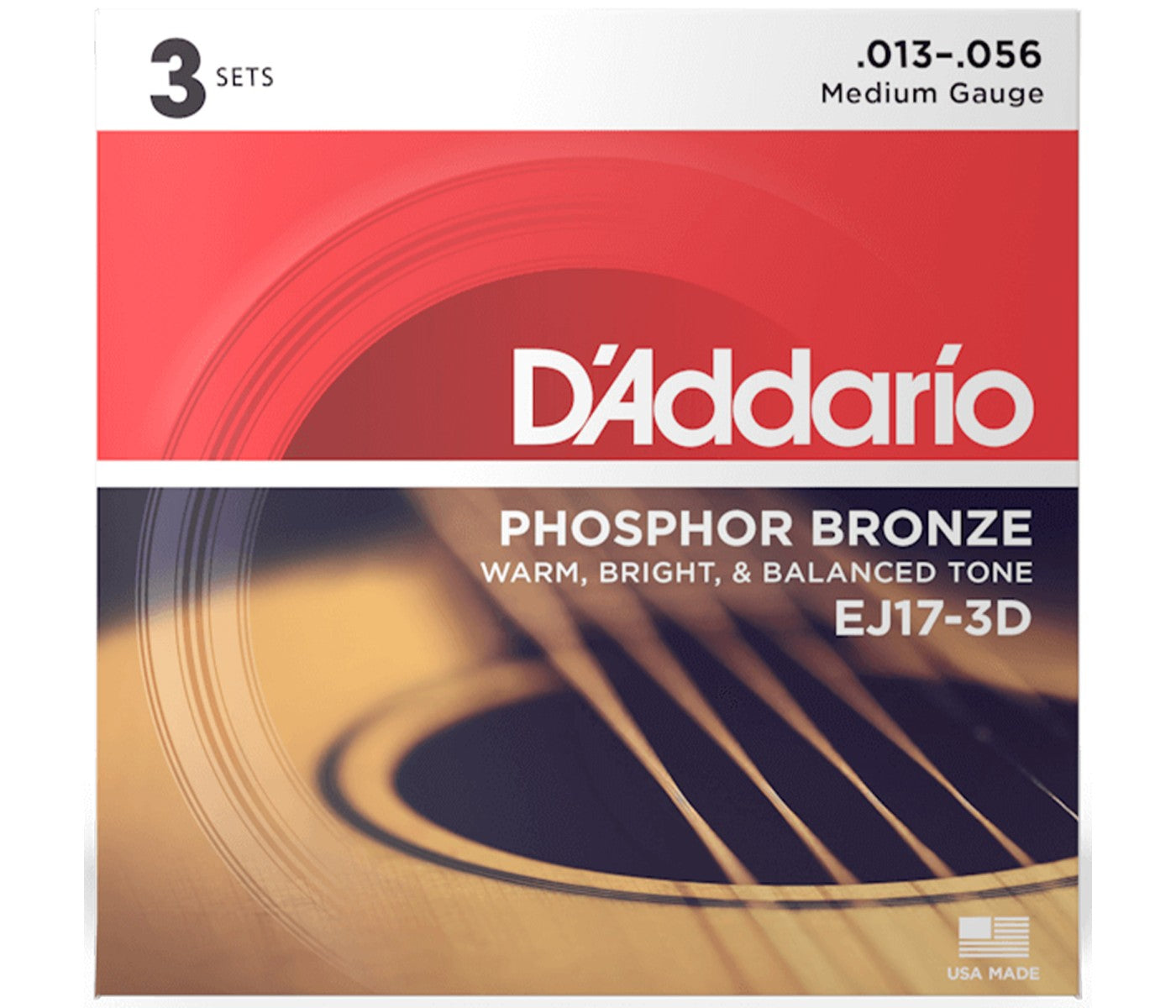 D'Addario EJ17-10P Phosphor Bronze Acoustic Guitar String Medium - 13-56 - 10 Packs