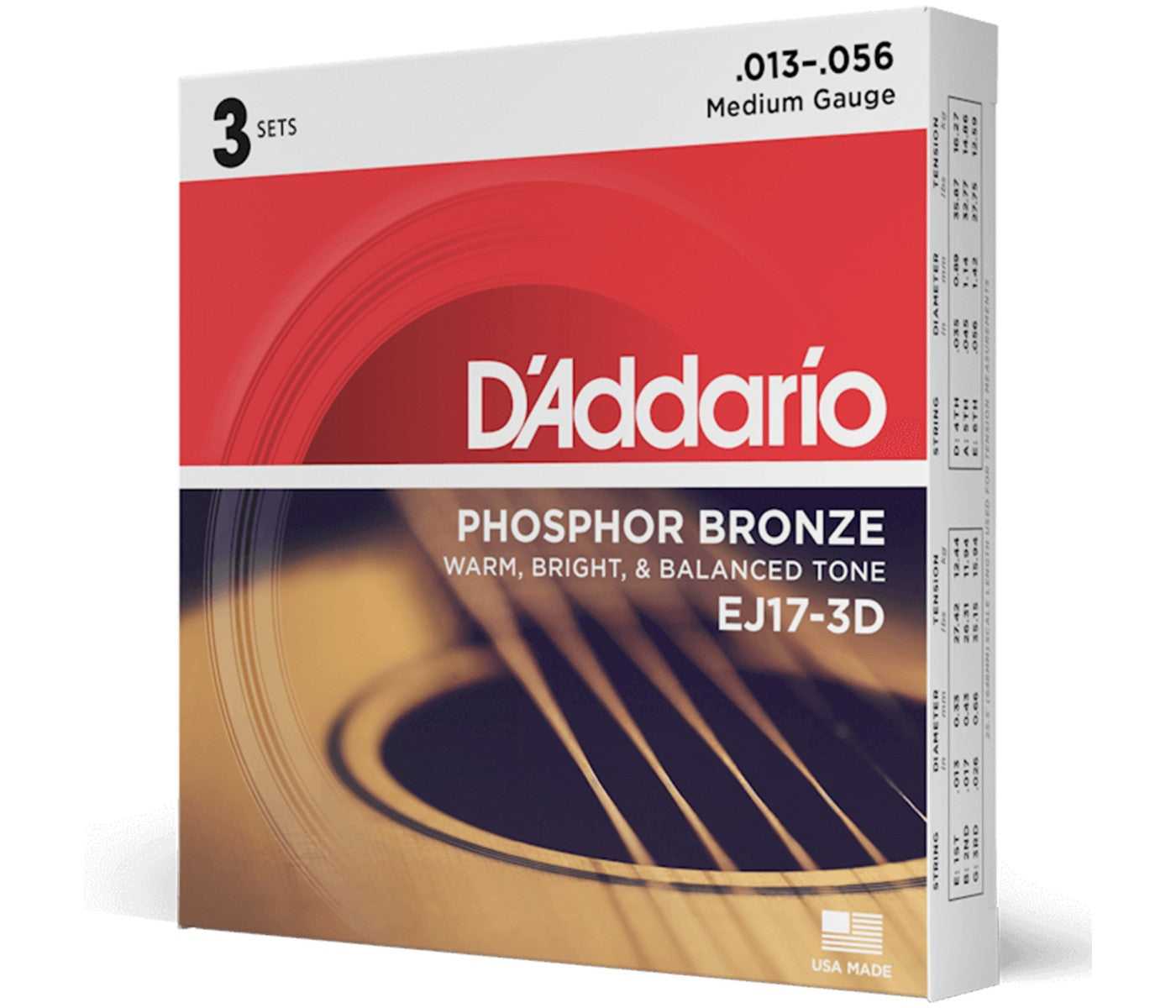 D'Addario EJ17-10P Phosphor Bronze Acoustic Guitar String Medium - 13-56 - 10 Packs