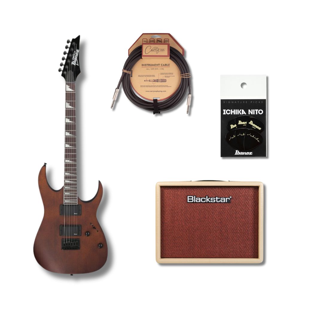 Ibanez GRG121DX Walnut Flat Bundle with Blackstar Debut 15E (Beige) Brands: IbanezSKU: 1002034-1