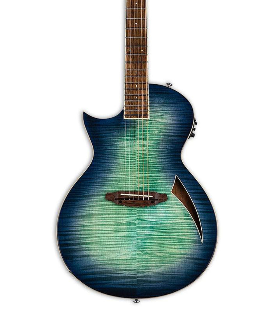 ESP LTD TL-6 Thinline Left Handed Acoustic Guitar, Aqua Marine Burst Finish