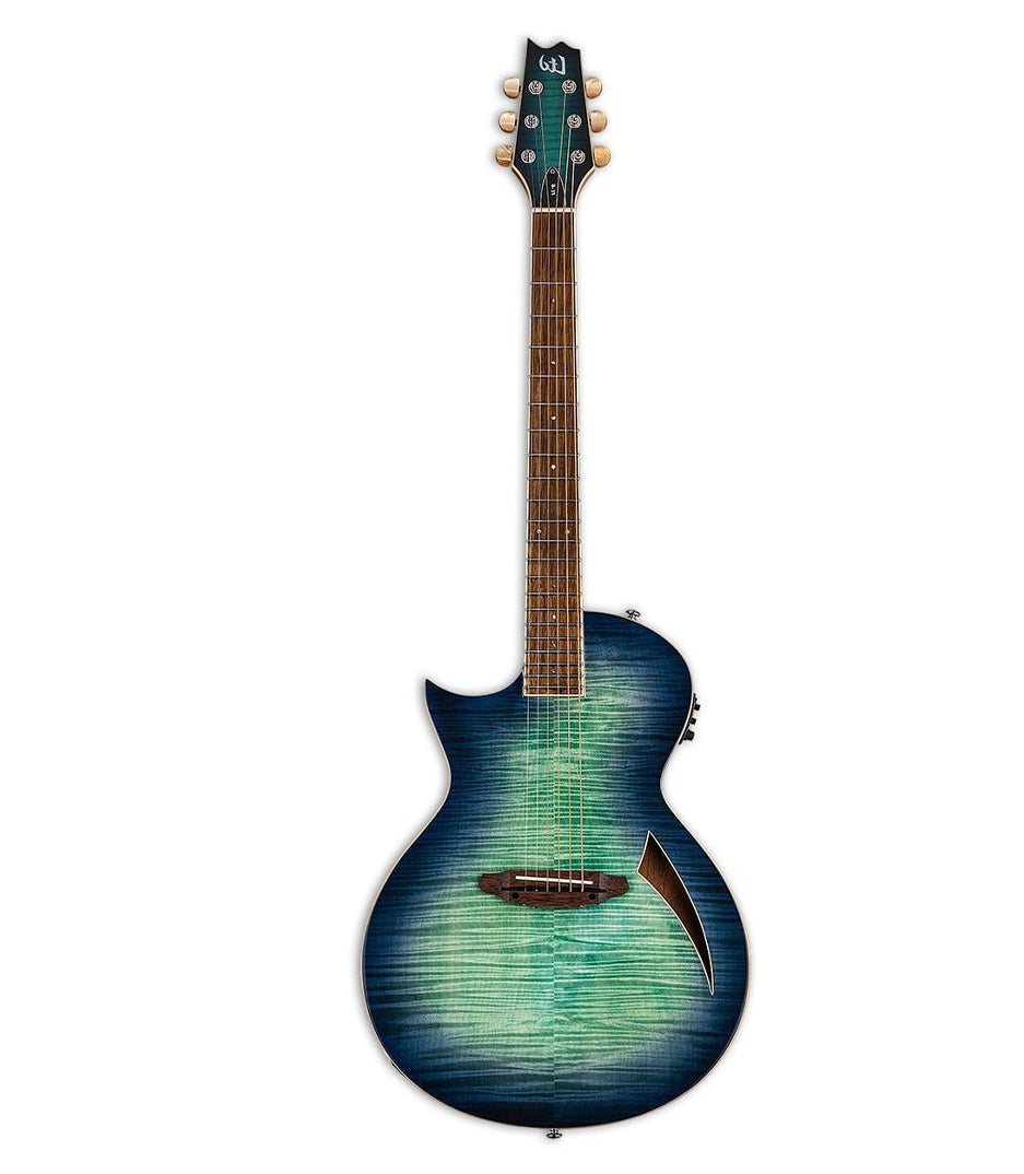 ESP LTD TL-6 Thinline Left Handed Acoustic Guitar, Aqua Marine Burst Finish