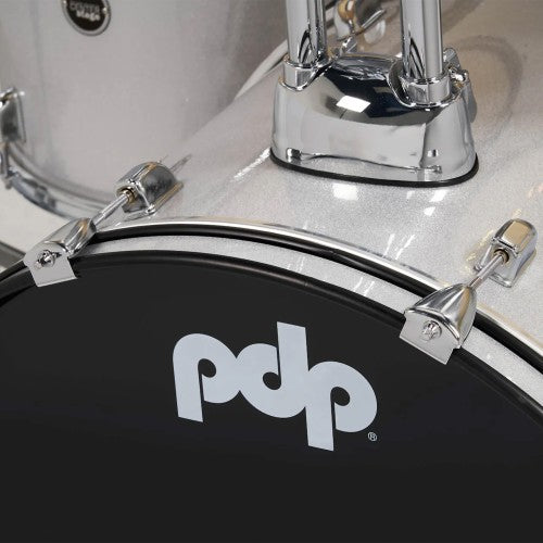 PDP Drums PDCE2015KTDW Center Stage 5-Pieces Drumset with Hardware and Cymbals - Diamond White Sparkle