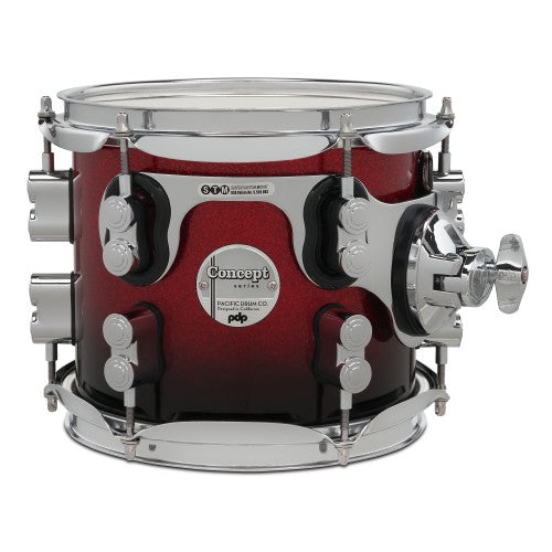 PDP Drums PDCM2215RB Concept Maple 5-Pieces Shell Pack - Red To Black Sparkle Fade - Without Cymbals Brand: PDP (Pacific Drums Percussion)