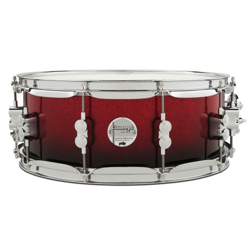 PDP Drums PDCM2215RB Concept Maple 5-Pieces Shell Pack - Red To Black Sparkle Fade - Without Cymbals Brand: PDP (Pacific Drums Percussion)