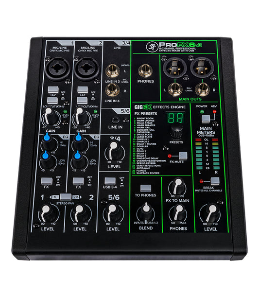 Mackie ProFX6v3 Professional 6 Channel Mixer with Effects & USB