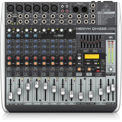 Behringer Xenyx QX1222USB Mixer with USB and Effects - 12 Channels