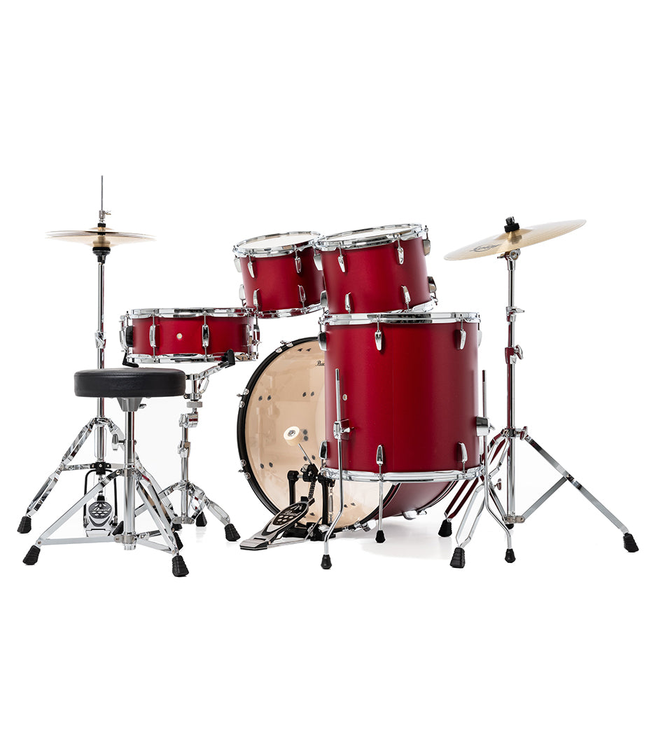 Pearl Roadshow 5pc Drum Set 2216B/1008T/1209T/1616F/1455S with Cymbal & Hardware Matte Red Finish