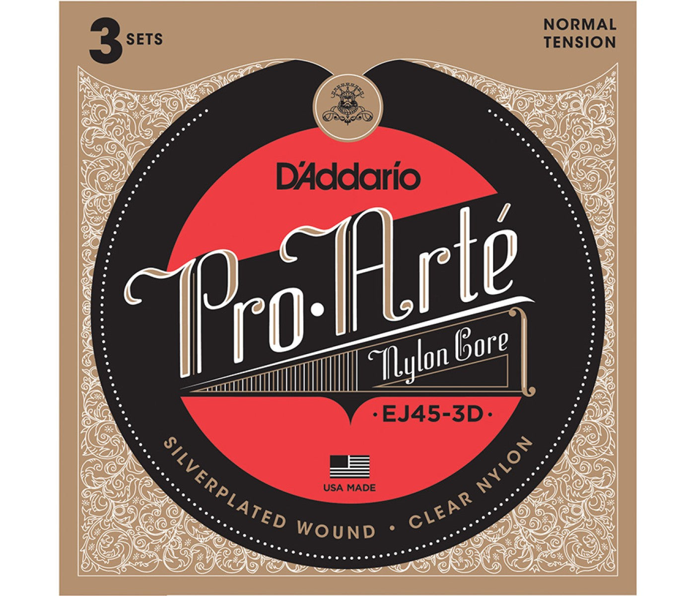 D'Addario EJ45-3D Pro-Arte Nylon Classical Guitar Strings - Normal Tension - 3 Packs