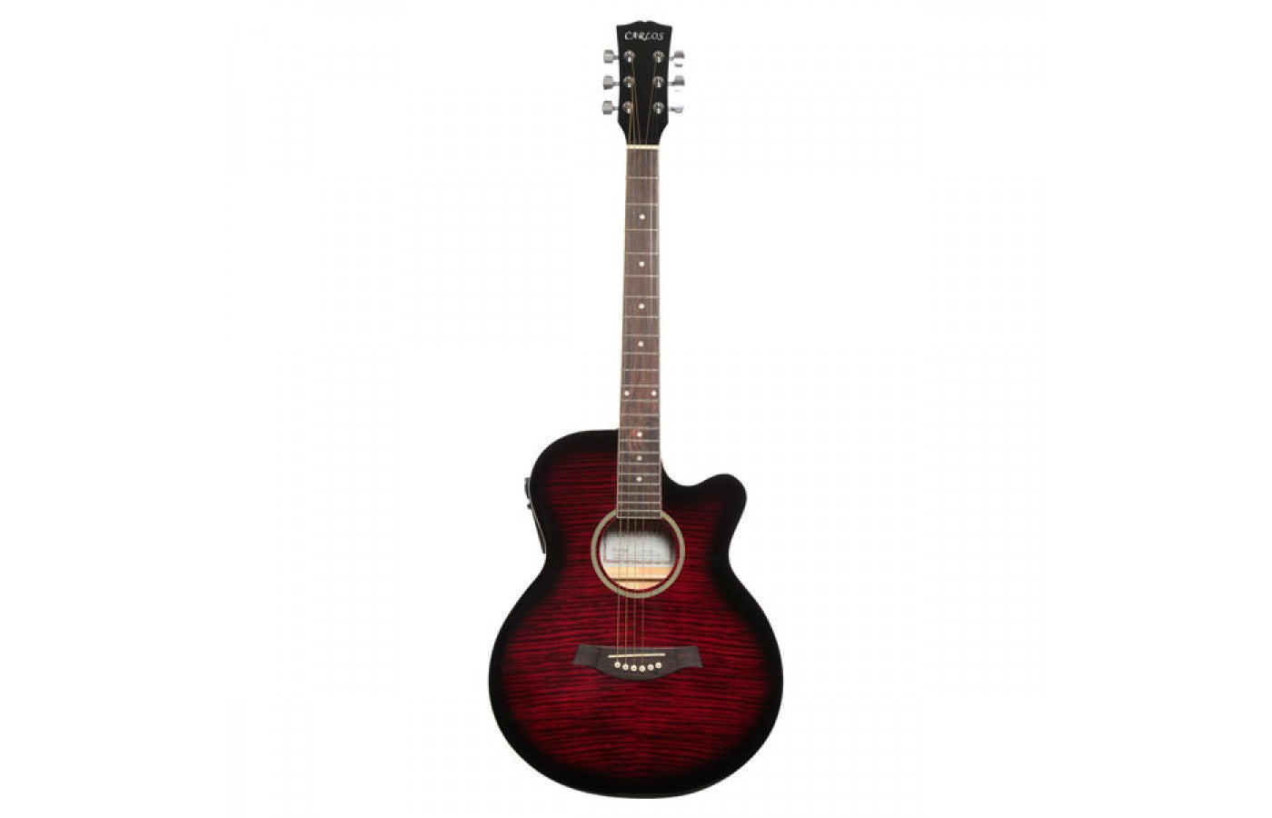 Carlos F511EQ-RDS Semi-Acoustic Guitar Shaded Red - Include Free Soft Case