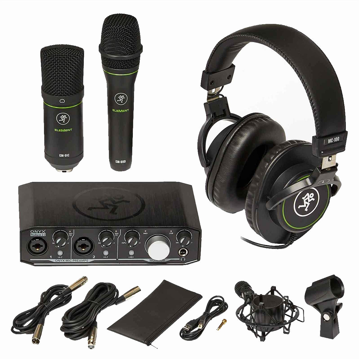 Mackie Producer Bundle is Recording Bundle with Audio Interface, Headphones, Condenser Microphone, and Dynamic Microphone Brand: Mackie